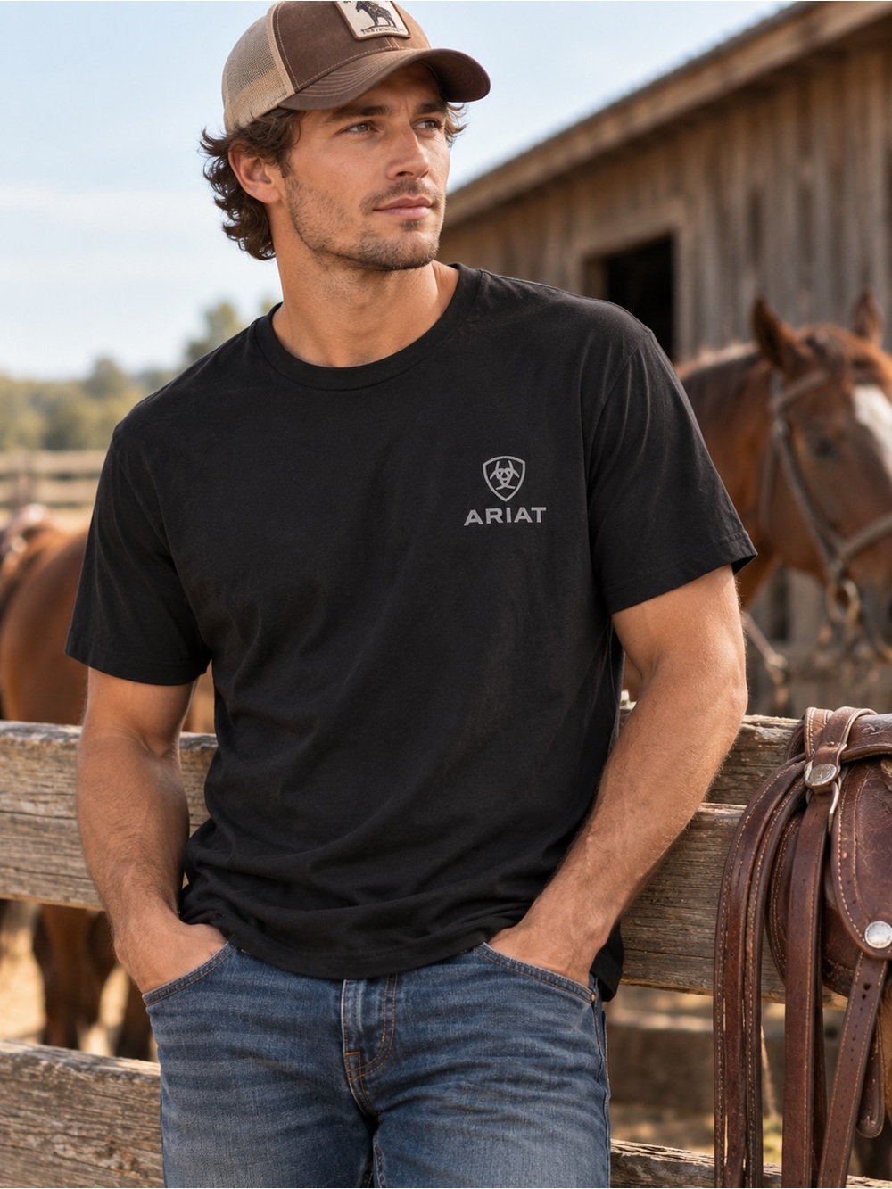 Ariat Men’s Medium 100% Cotton Black Graphic T-Shirt